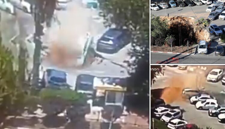 لحظة انهيار الأرض وابتلاع السيارات في إسرائيل