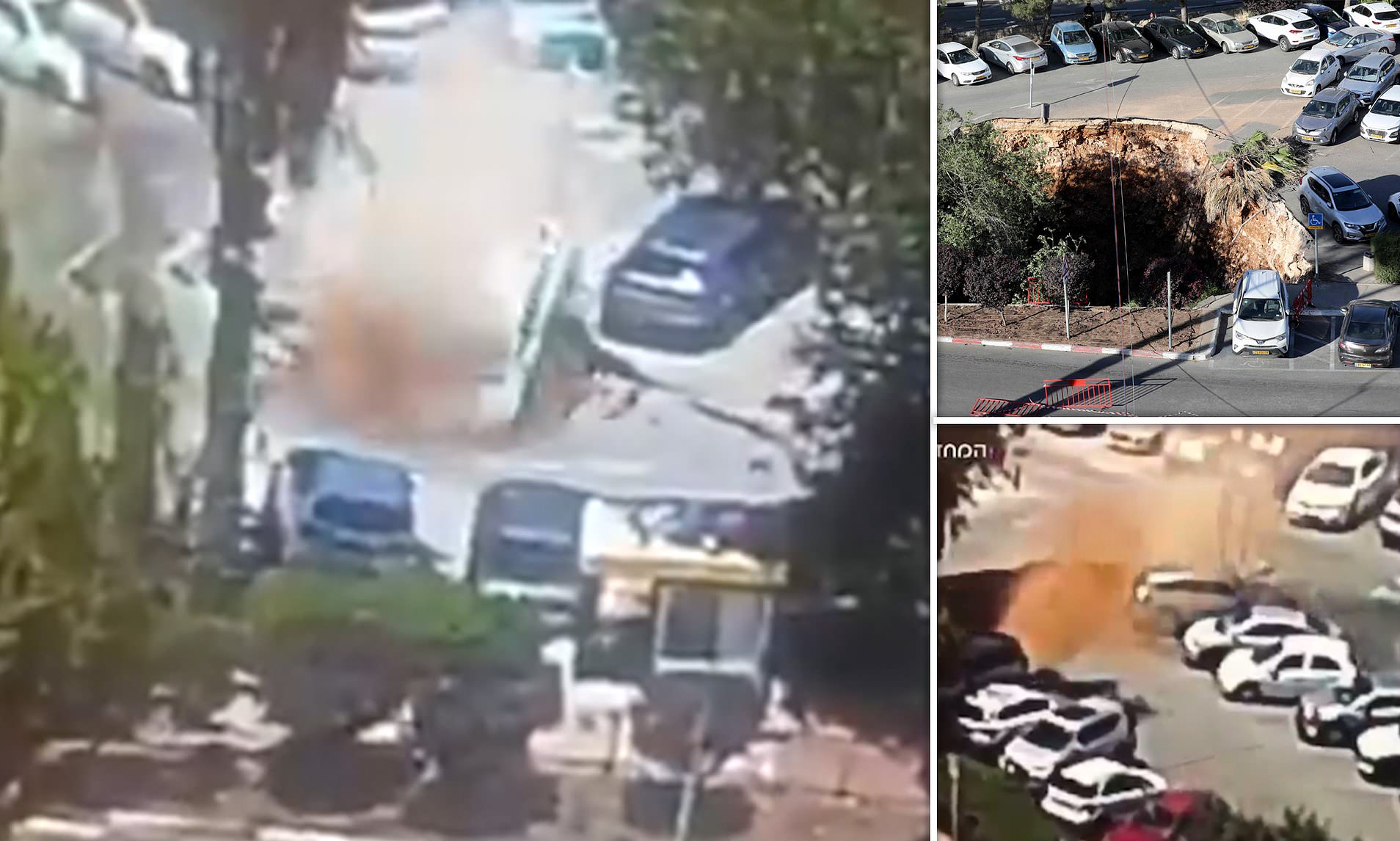 لحظة انهيار الأرض وابتلاع السيارات في إسرائيل