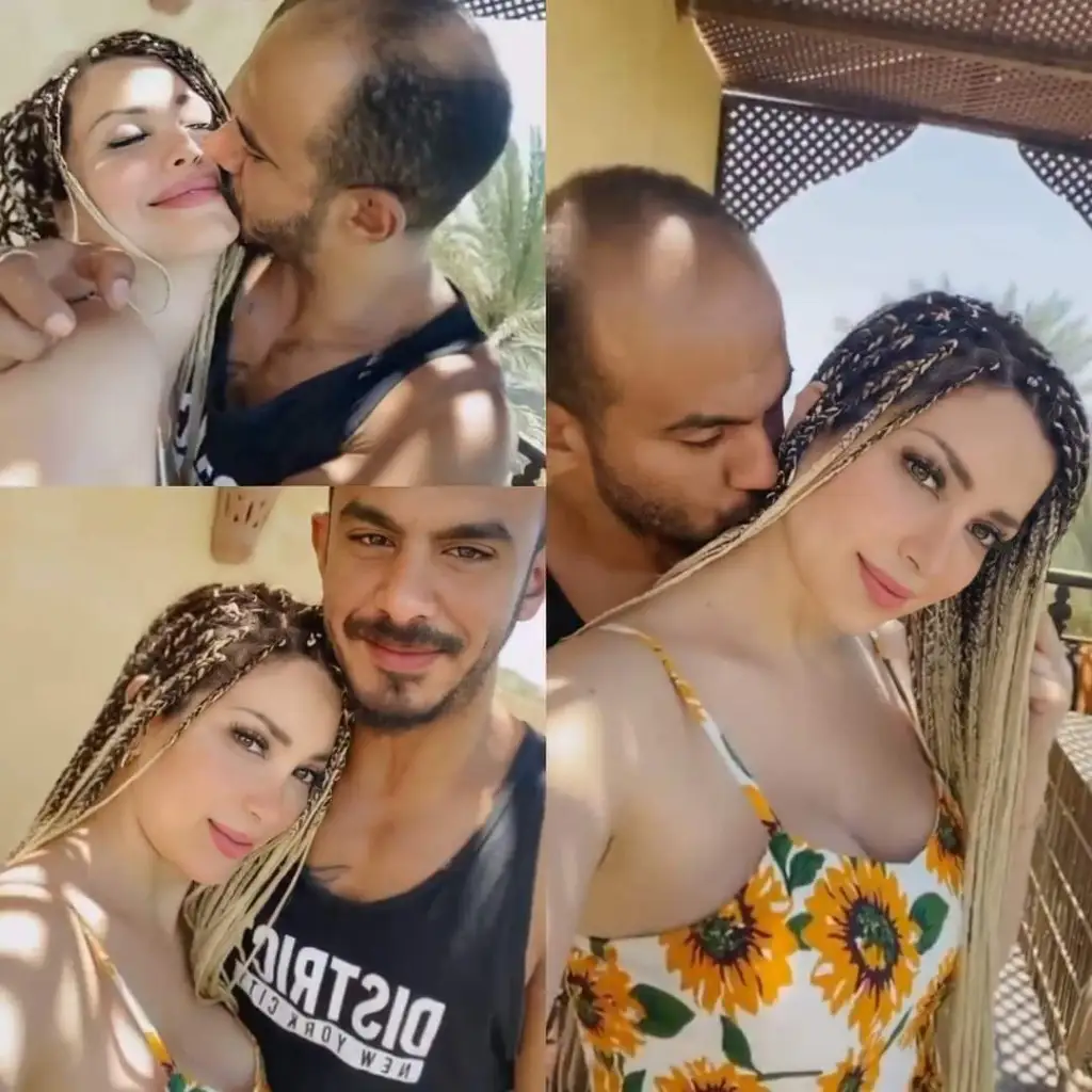 بالفيديو لحظات رومانسية بين نسرين طافش وزوجها في شهر العسل