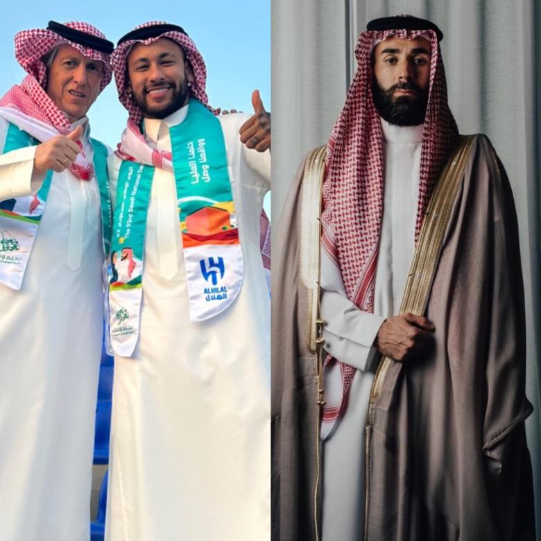 بنزيما ونيمار يحتفلان بـ "اليوم الوطني السعودي" بارتداء الزي التقليدي للبلاد وأداء "رقصة العرضة"