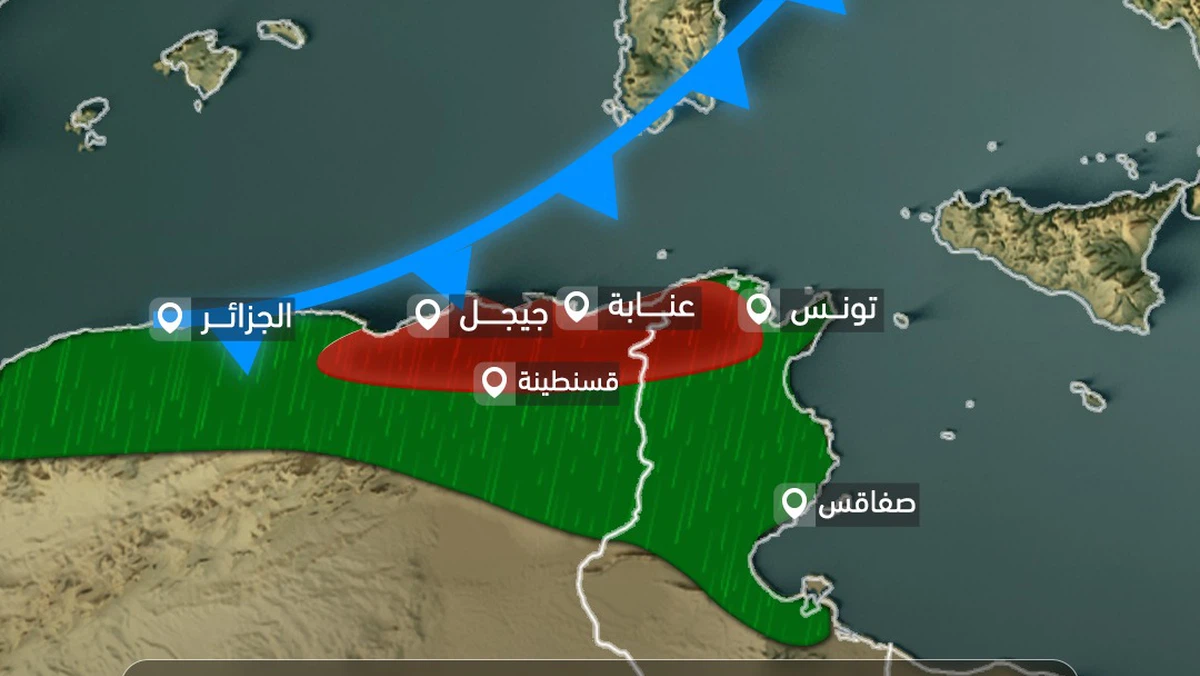 منخفض جوي قوي يضرب المغرب والجزائر وتونس مع أمطار غزيرة